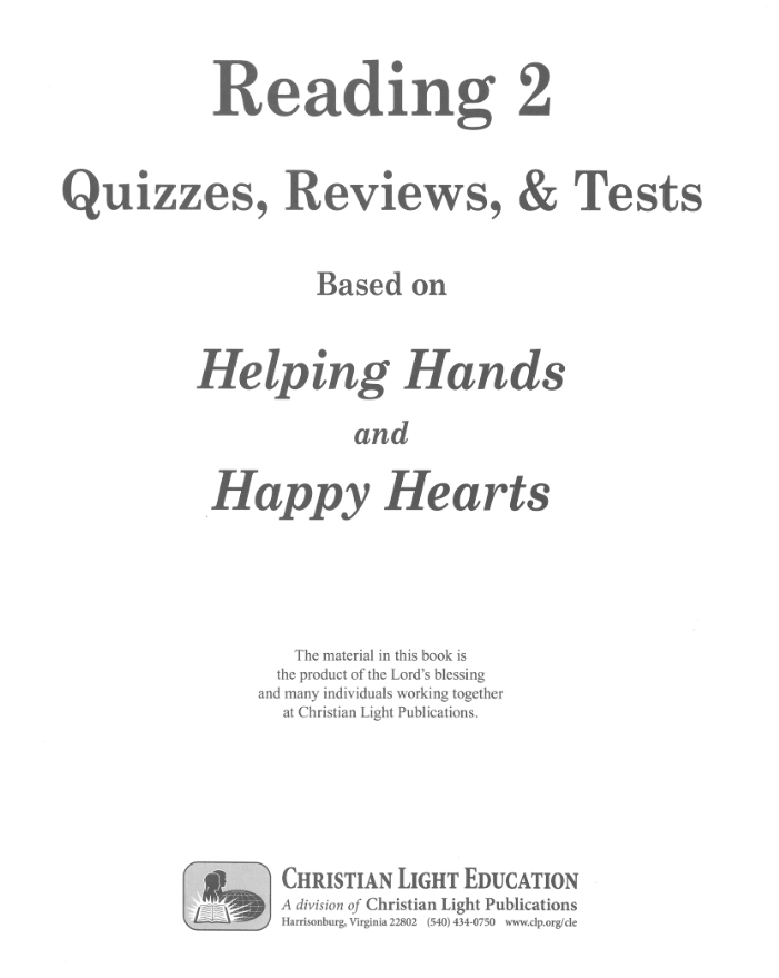 Helping Hands / Happy Hearts Test & Quiz Booklet (order only with Worksheets)