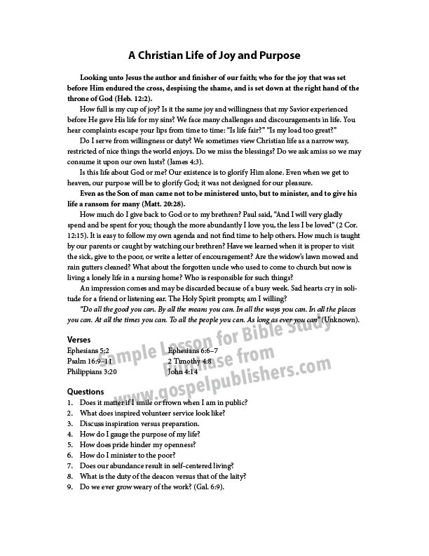 A Christian Life of Joy and Purpose