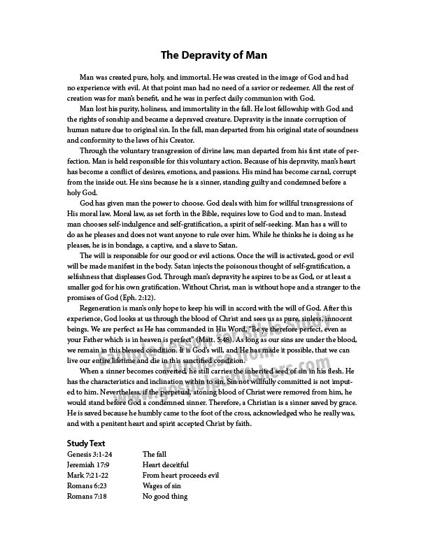 The Depravity of Man