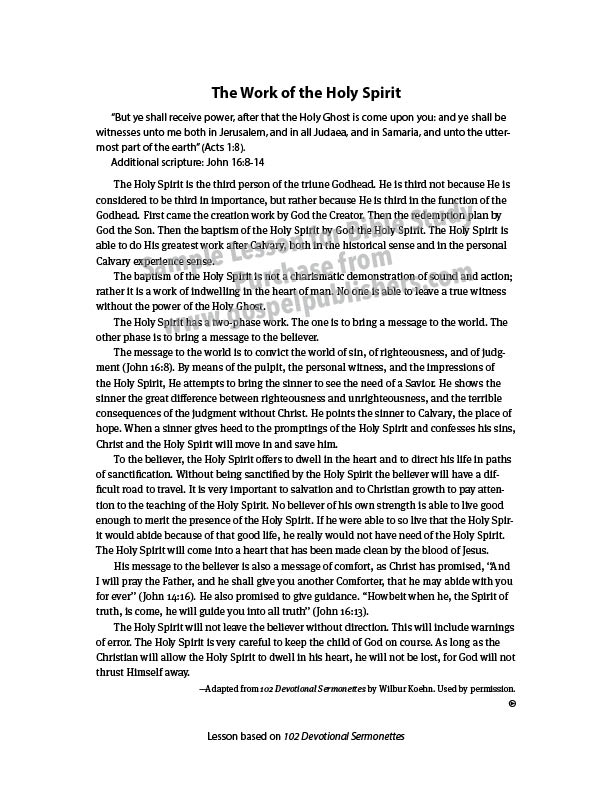 The Work of the Holy Spirit