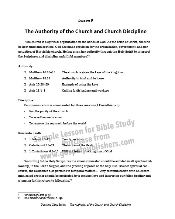 The Authority of the Church and Church Discipline
