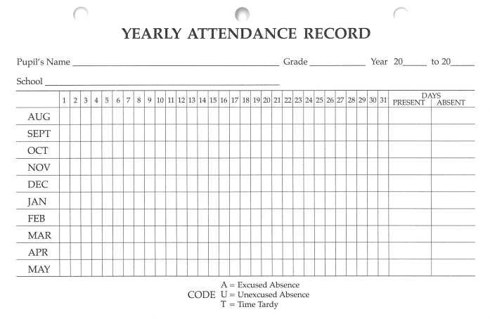 Attendance Record Sheet